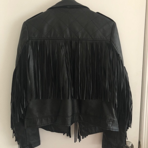 Aqua faux leather fringe jacket - Picture 3 of 3